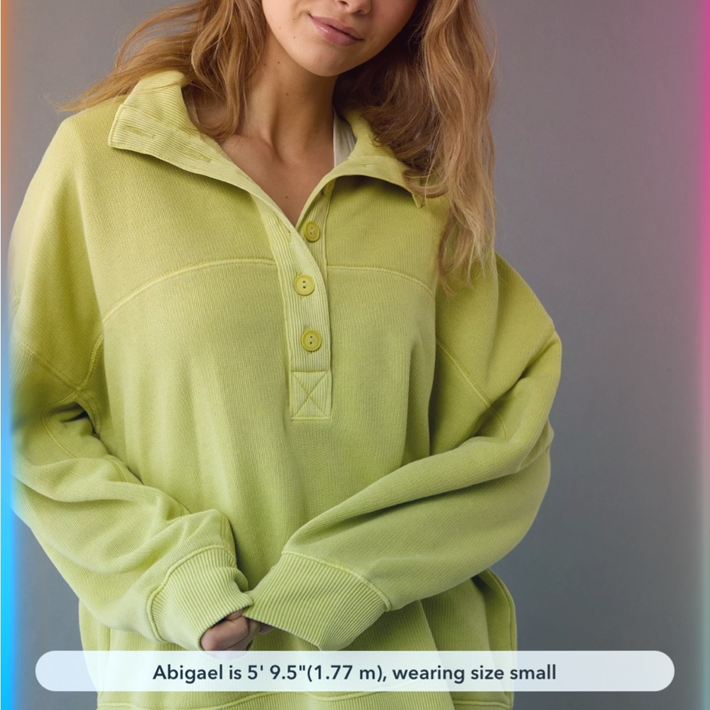 NWT Aerie big hug Henley sweatshirt fresh green XS - Picture 4 of 6